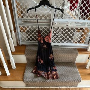 Free People All Mixed Up Slip Dress in Black Combo